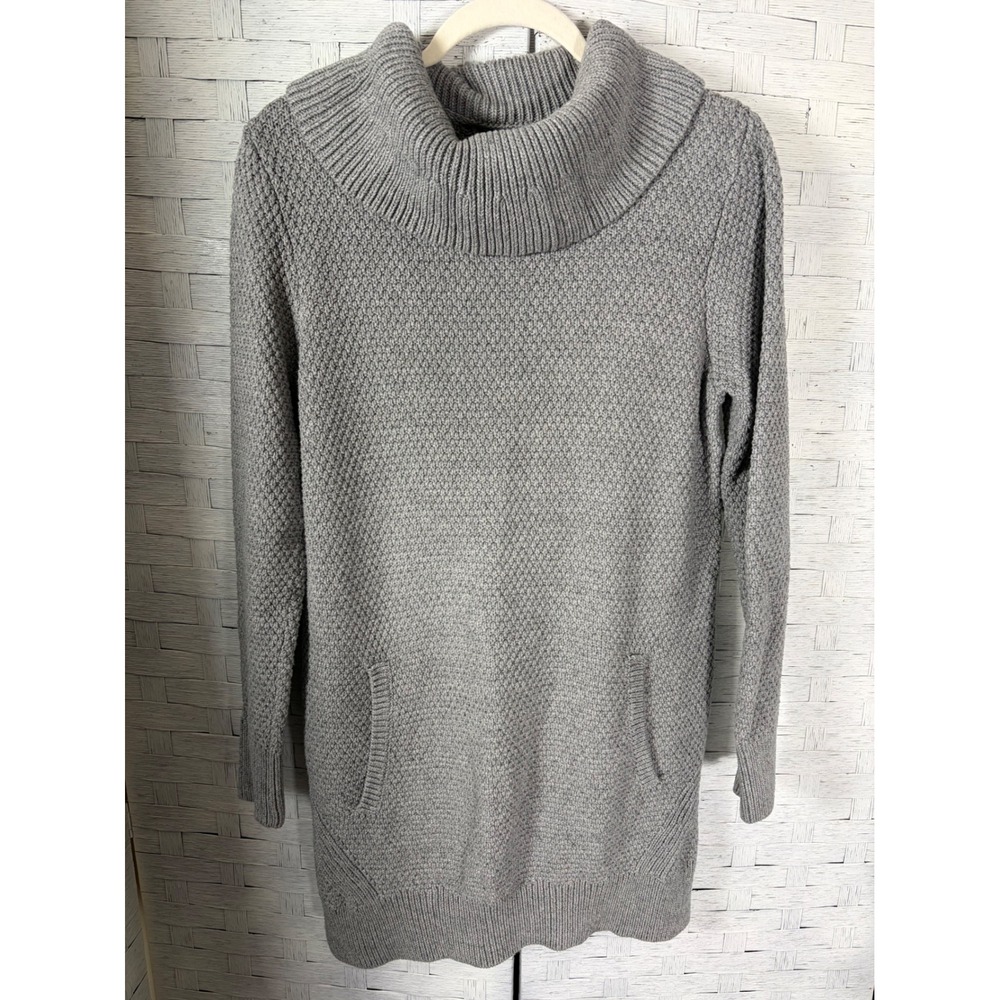 Duluth Trading Co Womens Sweater Tunic Cowl Neck Long Sleeve Pockets Costal